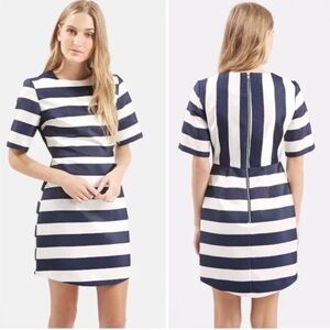 Topshop Satin And Twill Blue/White Stripe Short sleeves Dress